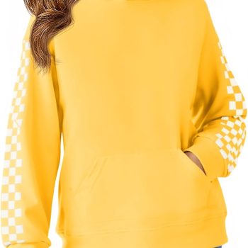 Girls Hoodies Kids Boys Fashion Plaid Long Sleeve Hooded Sweatshirt with Kangaroo Pocket 5-14 Years