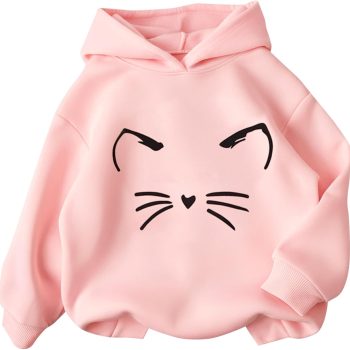 Girls Graphic Hoodies Size Long Sleeve Cartoon Print Pullover Hooded Sweatshirt Cute Casual Tops for Girl