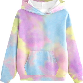 Girls Tie Dye Sweatshirts Loose Casual Hoodies Long Sleeve Pullover Hooded Tops With Pockets