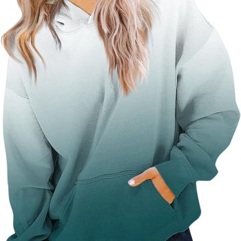 Cute Hoodies for Teen Girls Trendy Preppy Hooded Sweatshirts Oversized Long Sleeve Shirts Gradient Clothes for Girls