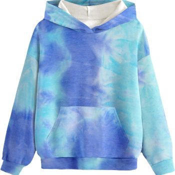 Girls Tie Dye Sweatshirts Loose Casual Hoodies Long Sleeve Pullover Hooded Tops With Pockets