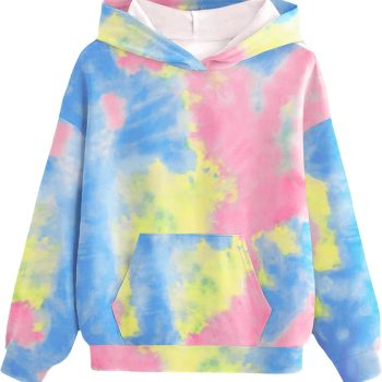 Girls Tie Dye Sweatshirts Loose Casual Hoodies Long Sleeve Pullover Hooded Tops With Pockets